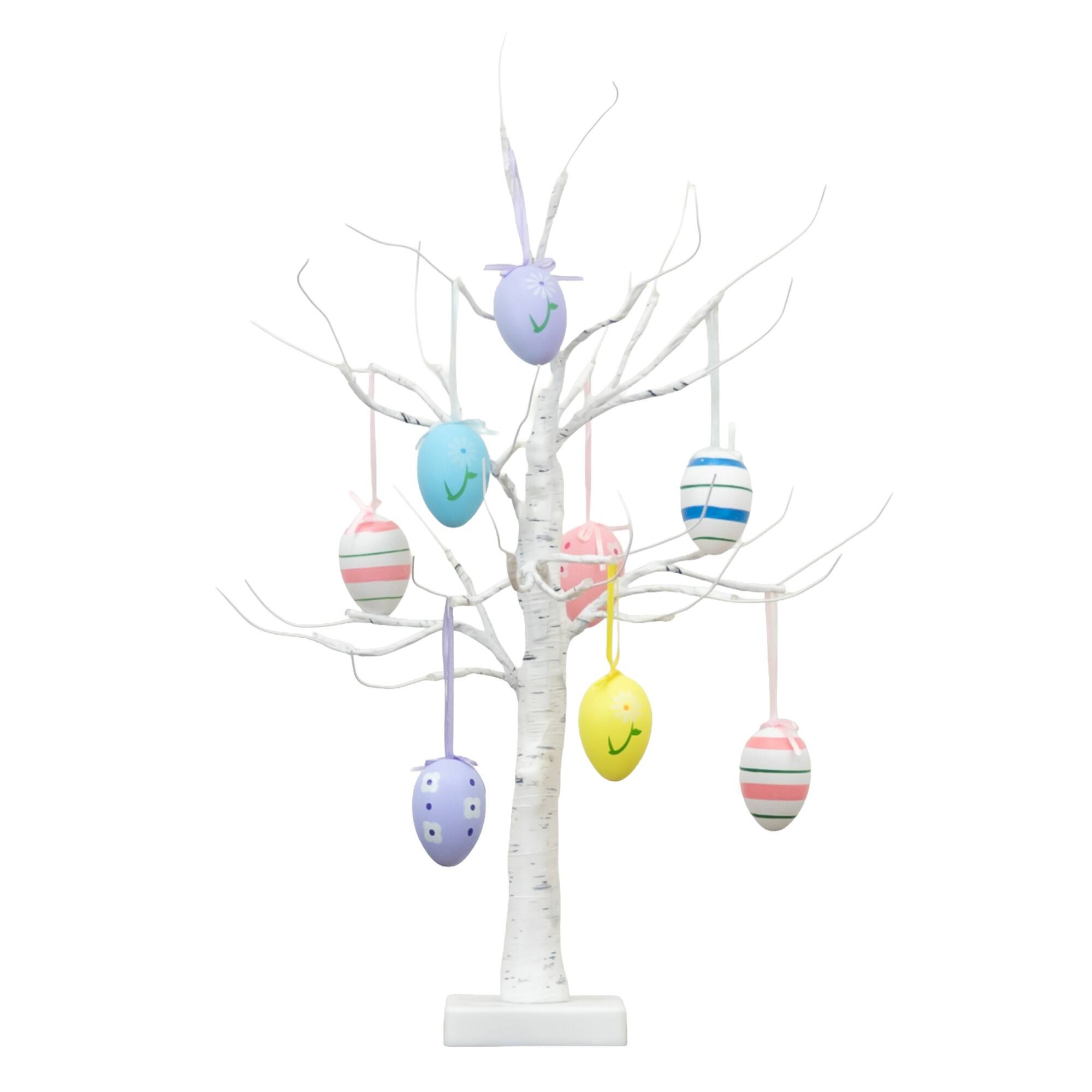 2ft. Pre-Lit Artificial Easter Twig Tree with Egg Ornaments and 24 Warm White LED Lights